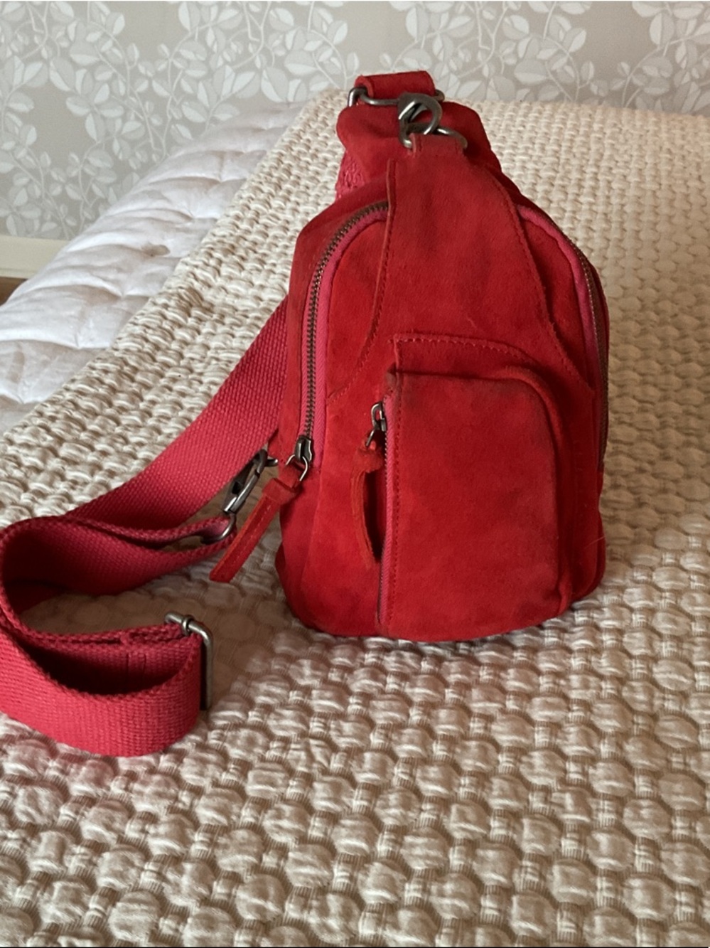 Free People Red Suede Sling Crossbody Bag